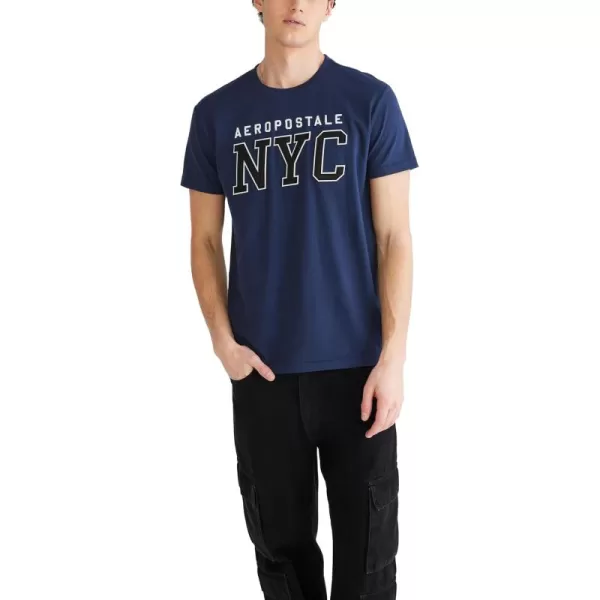 AEROPOSTALE Mens Center Chest Logo Short Sleeve TeeCadet Blue