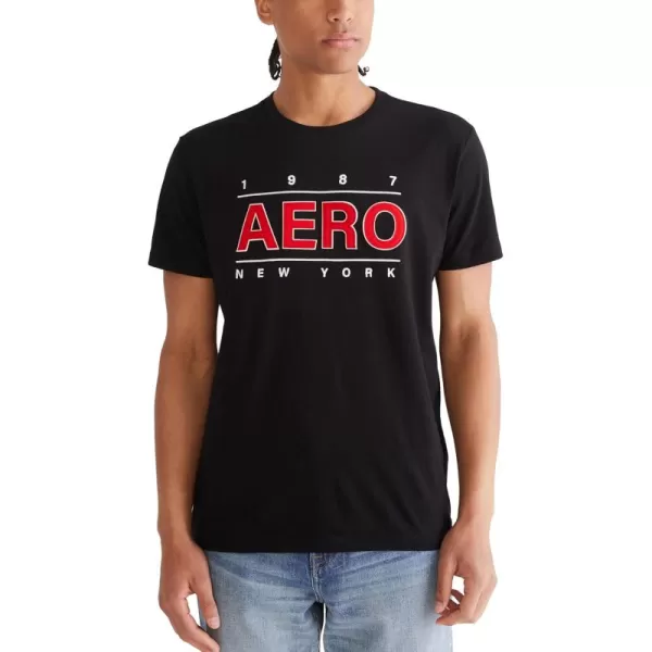 AEROPOSTALE Mens Center Chest Logo Short Sleeve TeeDark Black