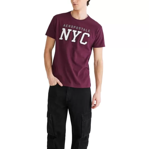 AEROPOSTALE Mens Center Chest Logo Short Sleeve TeeRich Burgundy