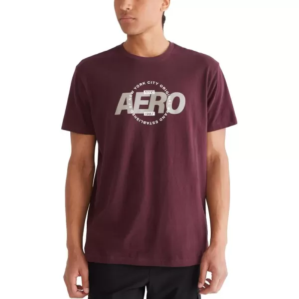 AEROPOSTALE Mens Circle Short Sleeve TeeRich Burgundy