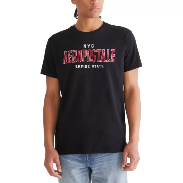 AEROPOSTALE Mens Collegiate Short Sleeve TeeDark Black