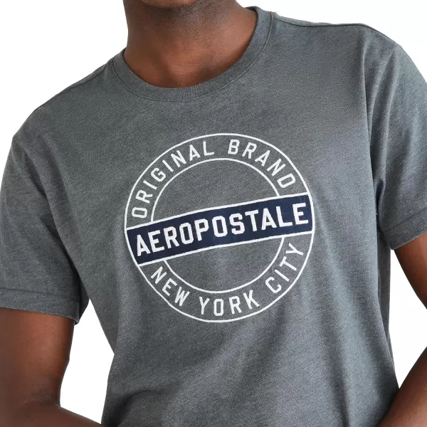 AEROPOSTALE Mens Circle Logo Short Sleeve TeeCharcoal Heather Grey