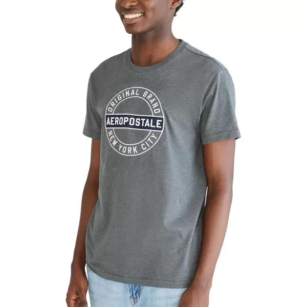 AEROPOSTALE Mens Circle Logo Short Sleeve TeeCharcoal Heather Grey