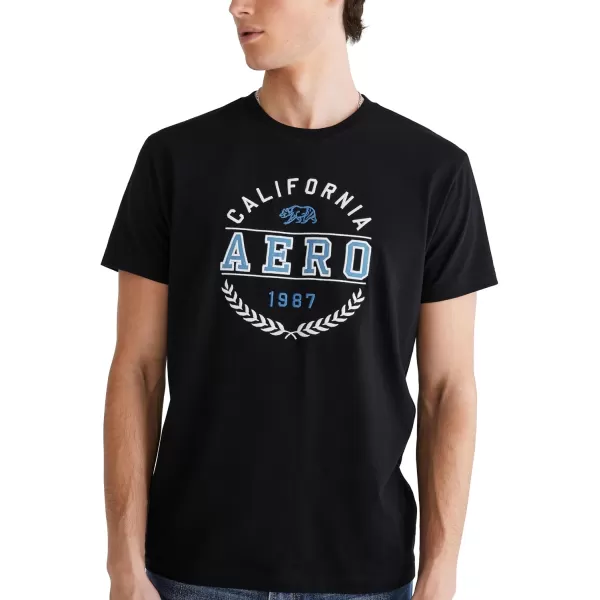 AEROPOSTALE Mens Circle Logo Short Sleeve TeeDark Black