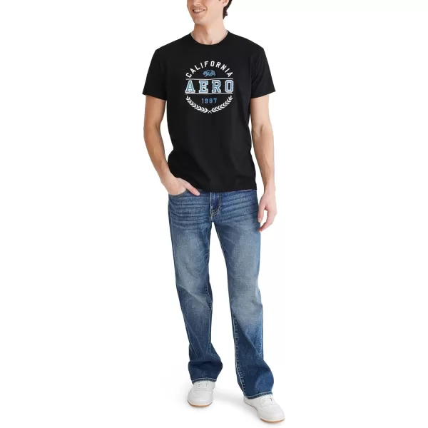AEROPOSTALE Mens Circle Logo Short Sleeve TeeDark Black
