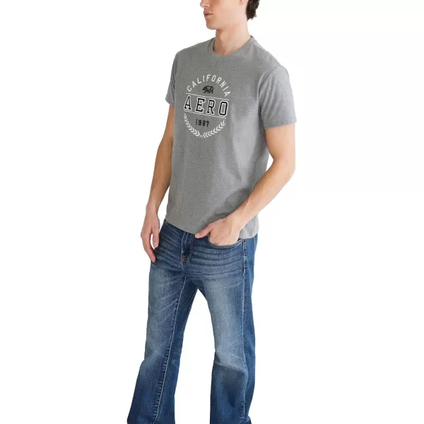 AEROPOSTALE Mens Circle Logo Short Sleeve TeeMedium Heather Grey