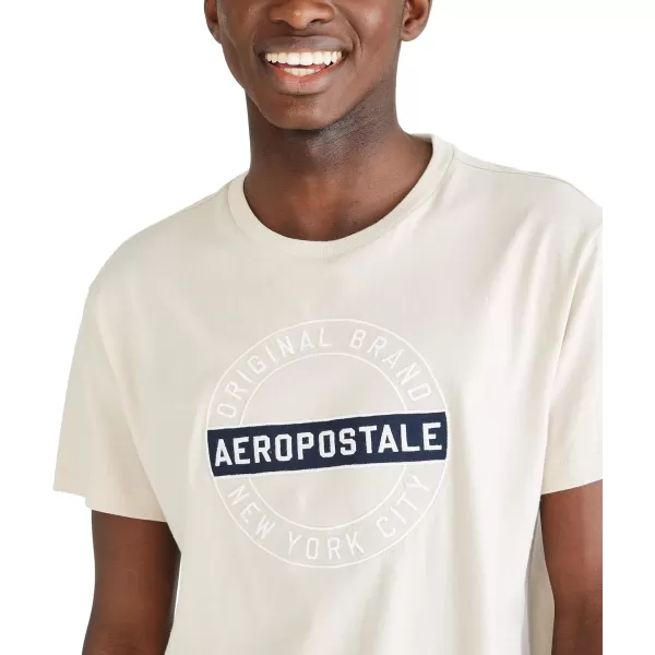 AEROPOSTALE Mens Circle Logo Short Sleeve TeeOatmilk