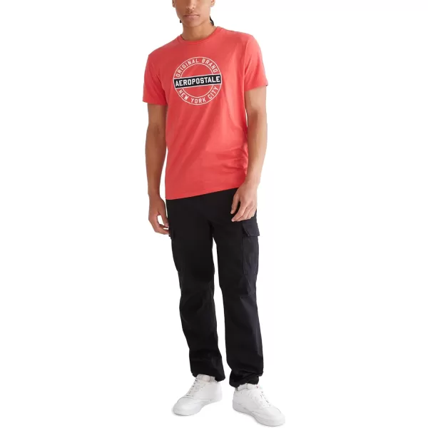 AEROPOSTALE Mens Circle Logo Short Sleeve TeeTomato