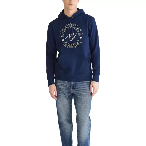 AEROPOSTALE Mens Aero Logo Popover HoodieCircleCadet Navy