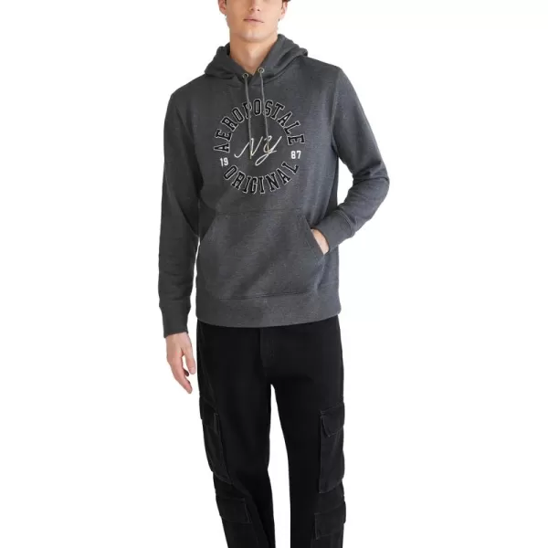 AEROPOSTALE Mens Aero Logo Popover HoodieCircleCharcoal Heather Grey