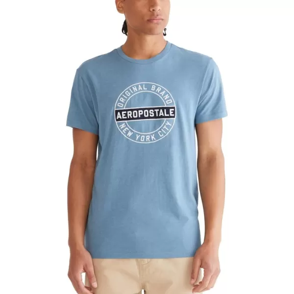 AEROPOSTALE Mens Circle Logo Short Sleeve TeeAegean Blue