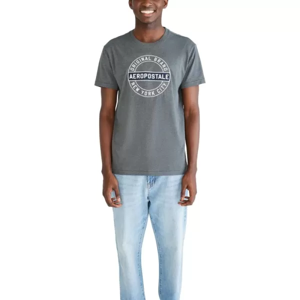 AEROPOSTALE Mens Circle Logo Short Sleeve TeeCharcoal Heather Grey