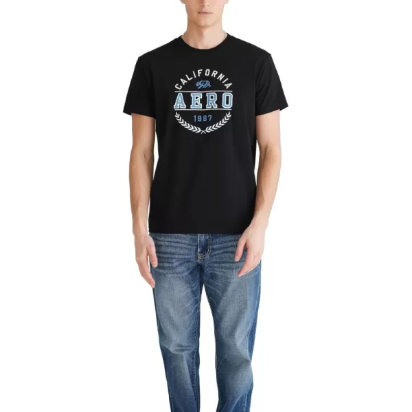 AEROPOSTALE Mens Circle Logo Short Sleeve TeeDark Black