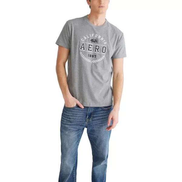 AEROPOSTALE Mens Circle Logo Short Sleeve TeeMedium Heather Grey