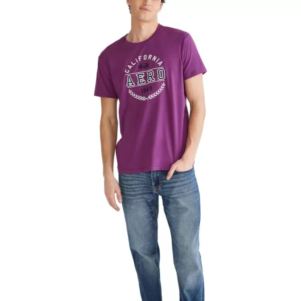 AEROPOSTALE Mens Circle Logo Short Sleeve TeeRed Violet