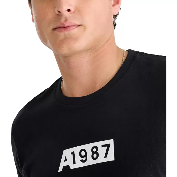 AEROPOSTALE Mens 1987 Box Logo Short Sleeve TeeDark Black