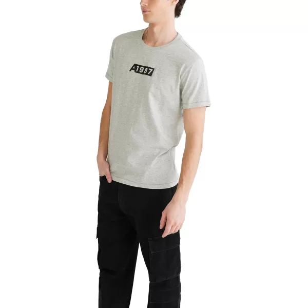 AEROPOSTALE Mens 1987 Box Logo Short Sleeve TeeLight Heather Grey