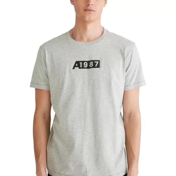AEROPOSTALE Mens 1987 Box Logo Short Sleeve TeeLight Heather Grey