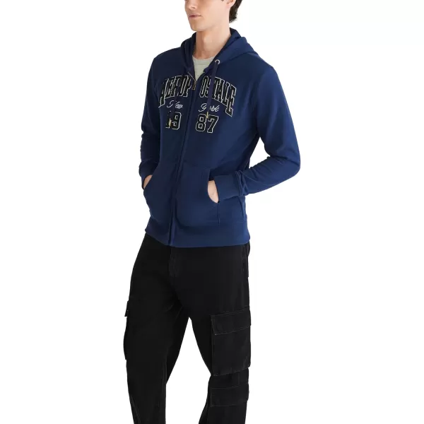 AEROPOSTALE Mens Aero Logo Full Zip HoodieArchCadet Navy