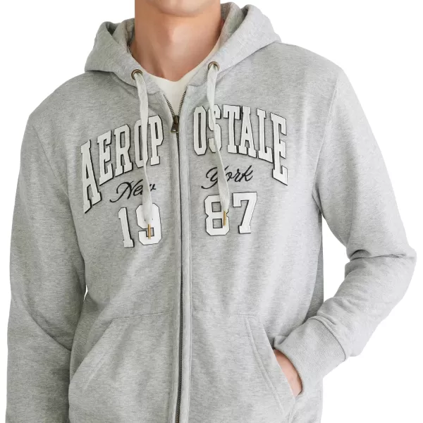 AEROPOSTALE Mens Aero Logo Full Zip HoodieArchLight Heather Grey