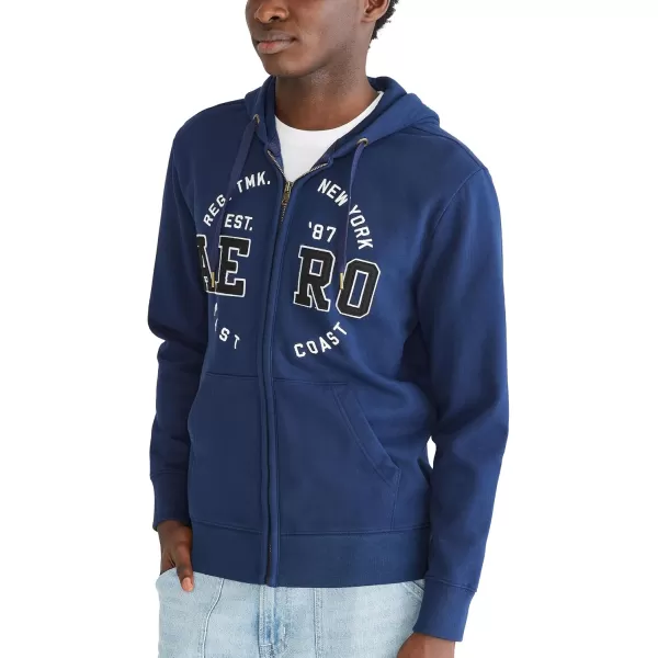 AEROPOSTALE Mens Aero Logo Full Zip HoodieCircleCadet Navy