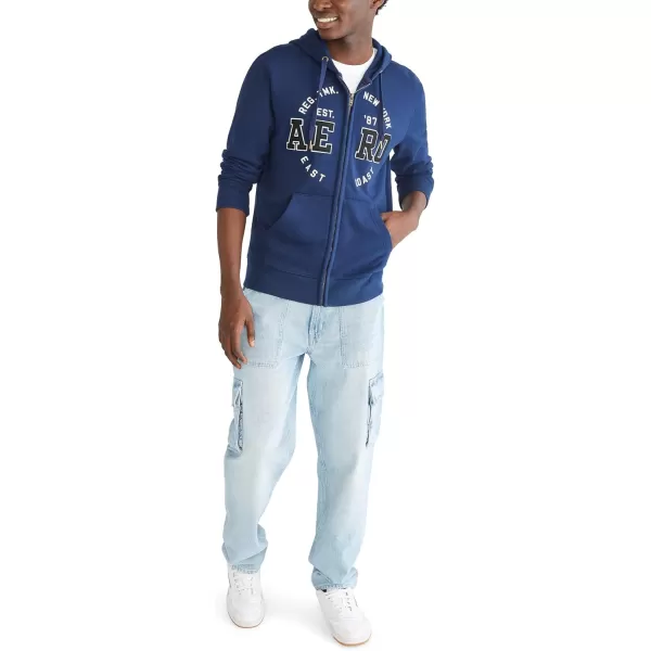 AEROPOSTALE Mens Aero Logo Full Zip HoodieCircleCadet Navy