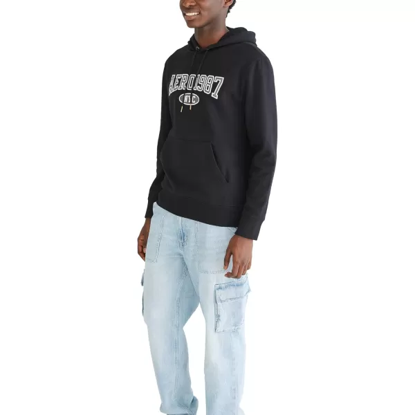 AEROPOSTALE Mens Aero Logo Popover HoodieAcross ChestDark Black