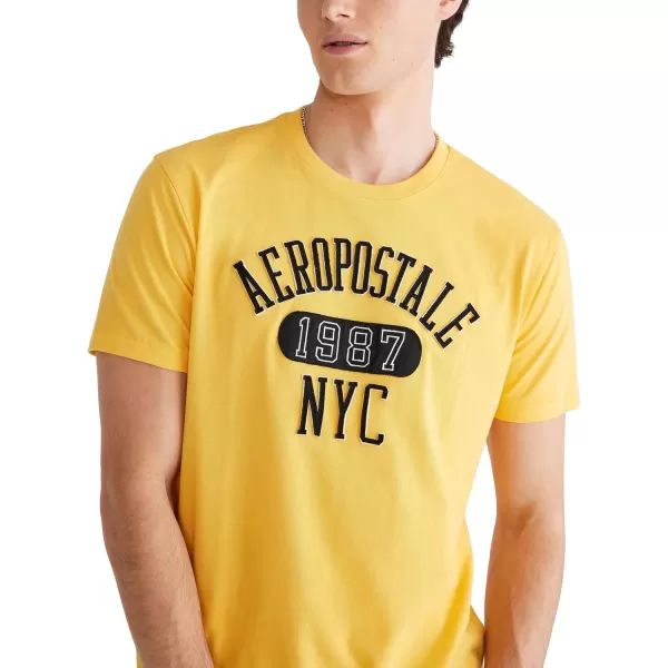 AEROPOSTALE Mens Arch Logo Short Sleeve TeeAmber Yellow