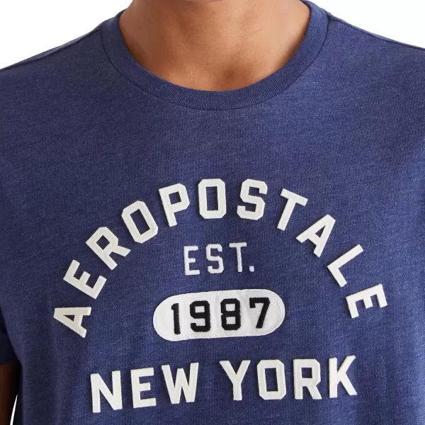 AEROPOSTALE Mens Arch Logo Short Sleeve TeeBlue Depths