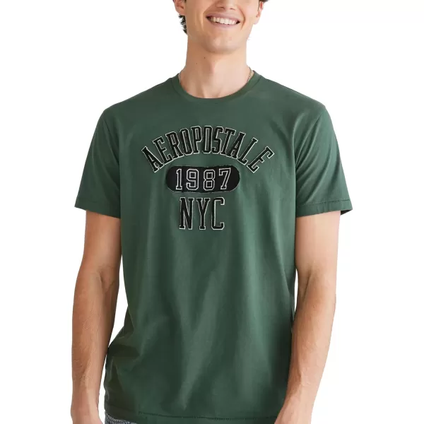 AEROPOSTALE Mens Arch Logo Short Sleeve TeeCilantro