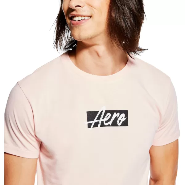 AEROPOSTALE Mens Box Logo Script Short Sleeve TeeImpatiens Pink