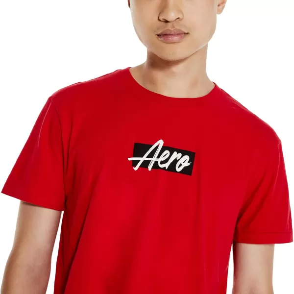 AEROPOSTALE Mens Box Logo Script Short Sleeve TeeModel Red