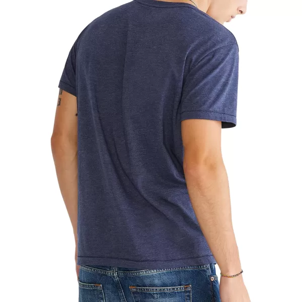 AEROPOSTALE Mens Box Logo Script Short Sleeve TeeVictorian Blue