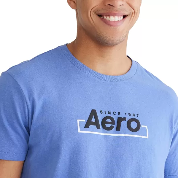 AEROPOSTALE Mens Box Logo Short Sleeve TeeBleached Denim
