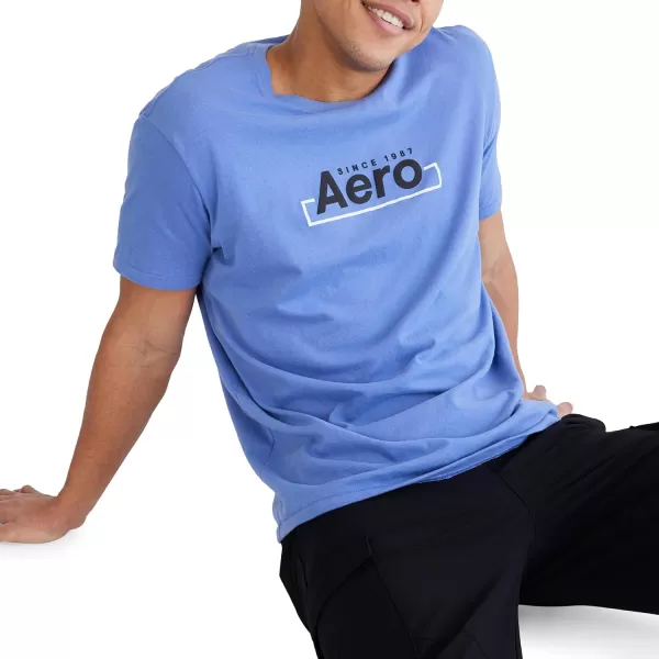 AEROPOSTALE Mens Box Logo Short Sleeve TeeBleached Denim