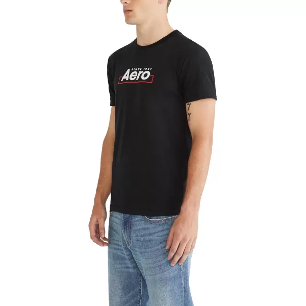 AEROPOSTALE Mens Box Logo Short Sleeve TeeDark Black