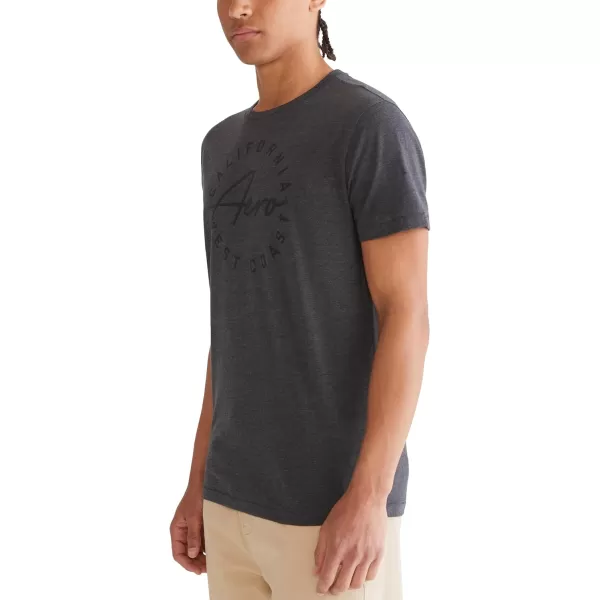 AEROPOSTALE Mens Circle Script Short Sleeve TeeCharcoal Heather Grey
