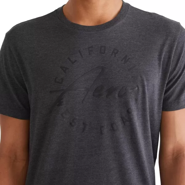 AEROPOSTALE Mens Circle Script Short Sleeve TeeCharcoal Heather Grey