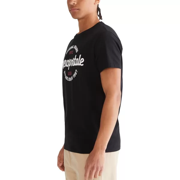 AEROPOSTALE Mens Circle Script Short Sleeve TeeDark Black