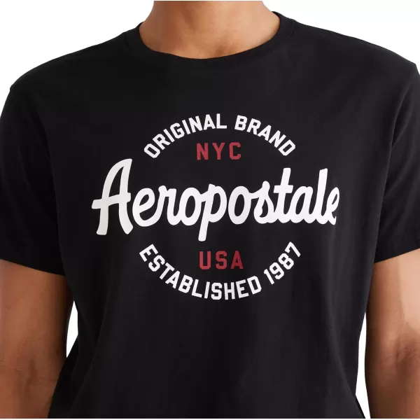 AEROPOSTALE Mens Circle Script Short Sleeve TeeDark Black