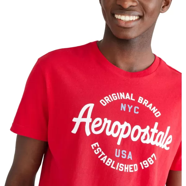 AEROPOSTALE Mens Circle Script Short Sleeve TeeModel Red
