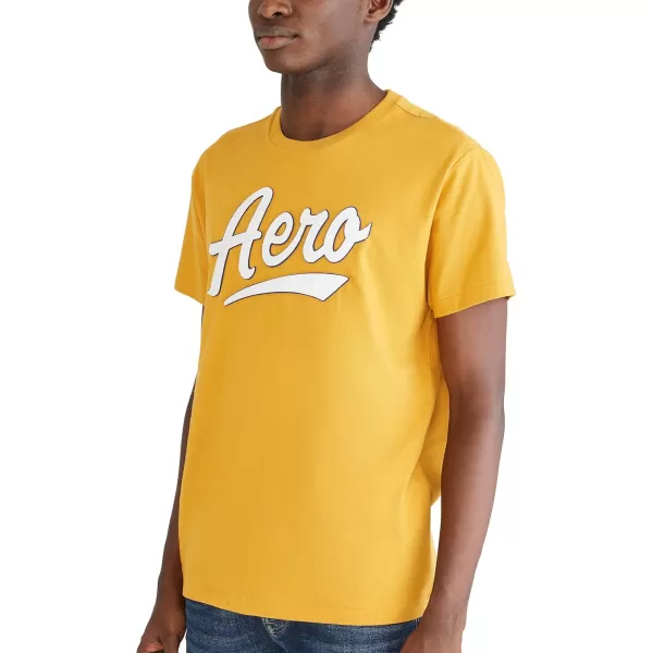 AEROPOSTALE Mens Script Logo Short Sleeve TeeAntique Ochre