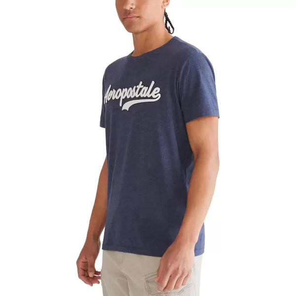 AEROPOSTALE Mens Script Logo Short Sleeve TeeCadet Blue
