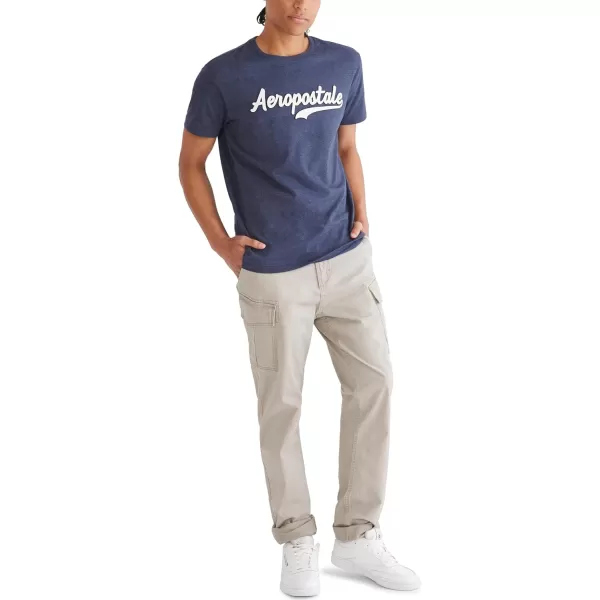 AEROPOSTALE Mens Script Logo Short Sleeve TeeCadet Blue