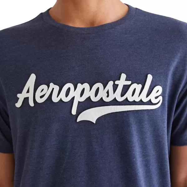 AEROPOSTALE Mens Script Logo Short Sleeve TeeCadet Blue