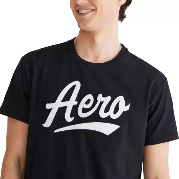 AEROPOSTALE Mens Script Logo Short Sleeve TeeDark Black