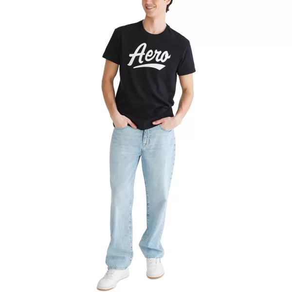 AEROPOSTALE Mens Script Logo Short Sleeve TeeDark Black