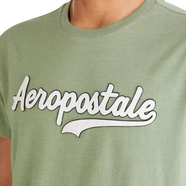 AEROPOSTALE Mens Script Logo Short Sleeve TeeDry Sage