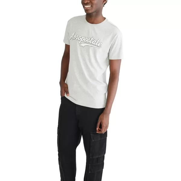 AEROPOSTALE Mens Script Logo Short Sleeve TeeLight Heather Grey