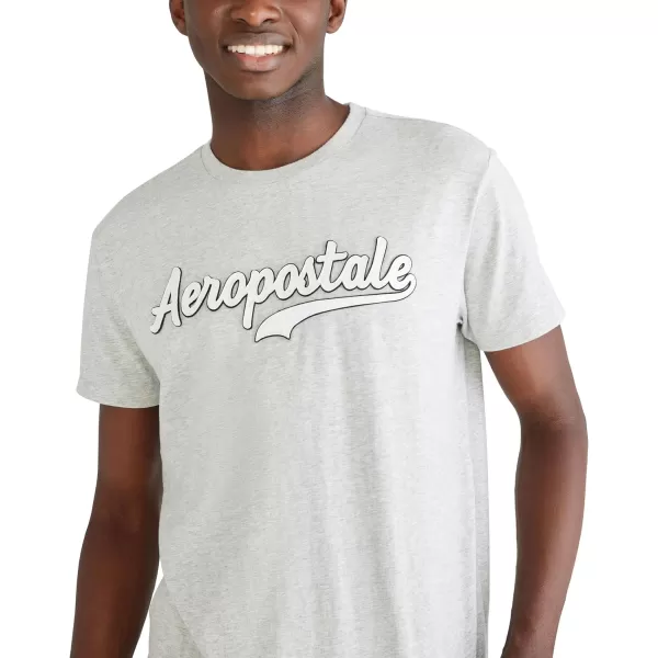 AEROPOSTALE Mens Script Logo Short Sleeve TeeLight Heather Grey
